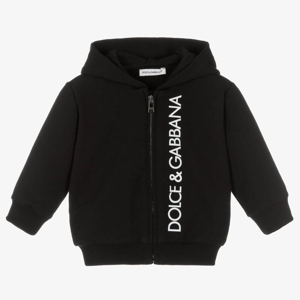 Dolce & Gabbana - Blouson noir zippé à capuche garçon | Childrensalon