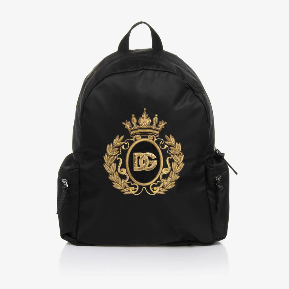 Dolce & Gabbana-Boys Black Crest Emblem Backpack | Childrensalon Outlet