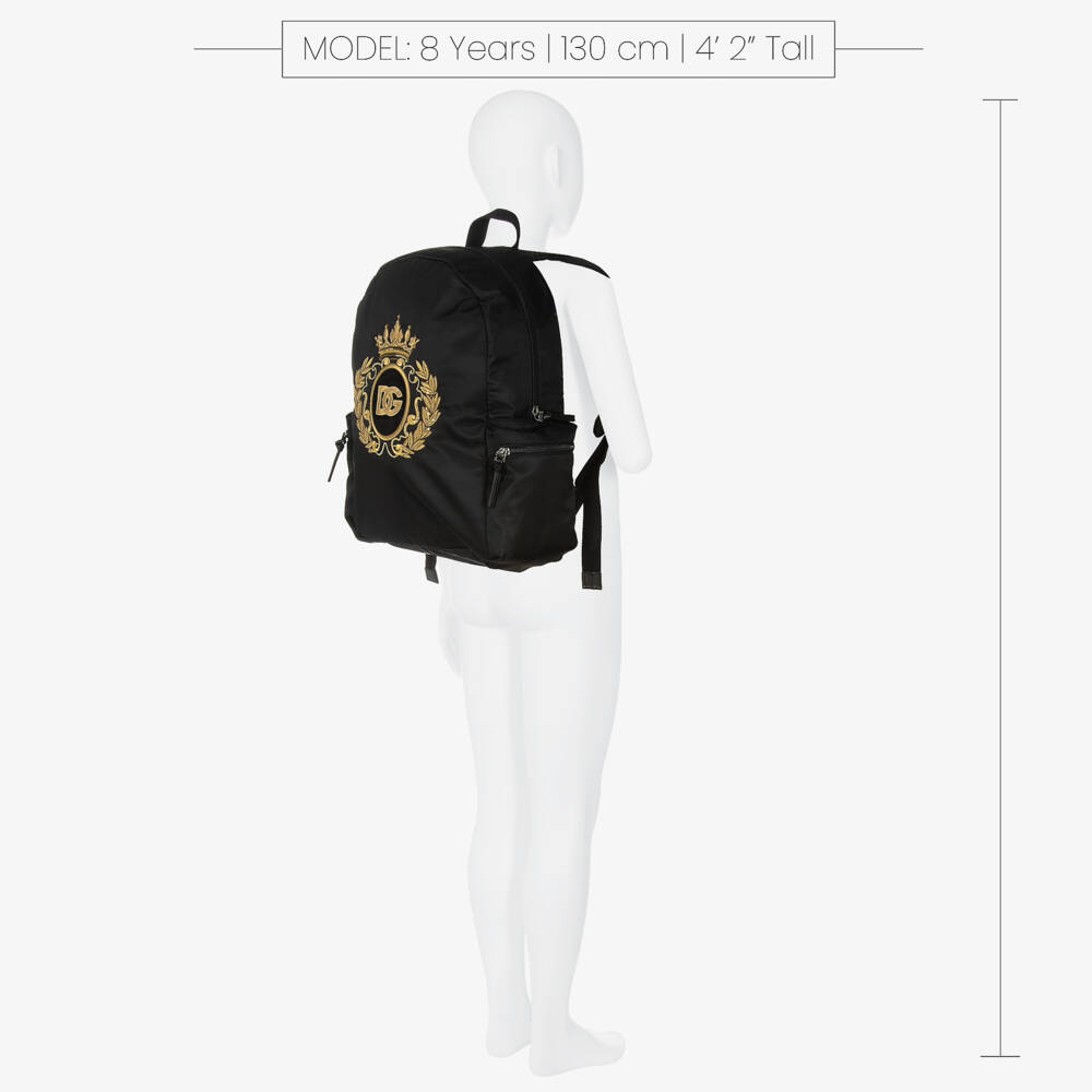 Dolce & Gabbana-Boys Black Crest Emblem Backpack | Childrensalon Outlet