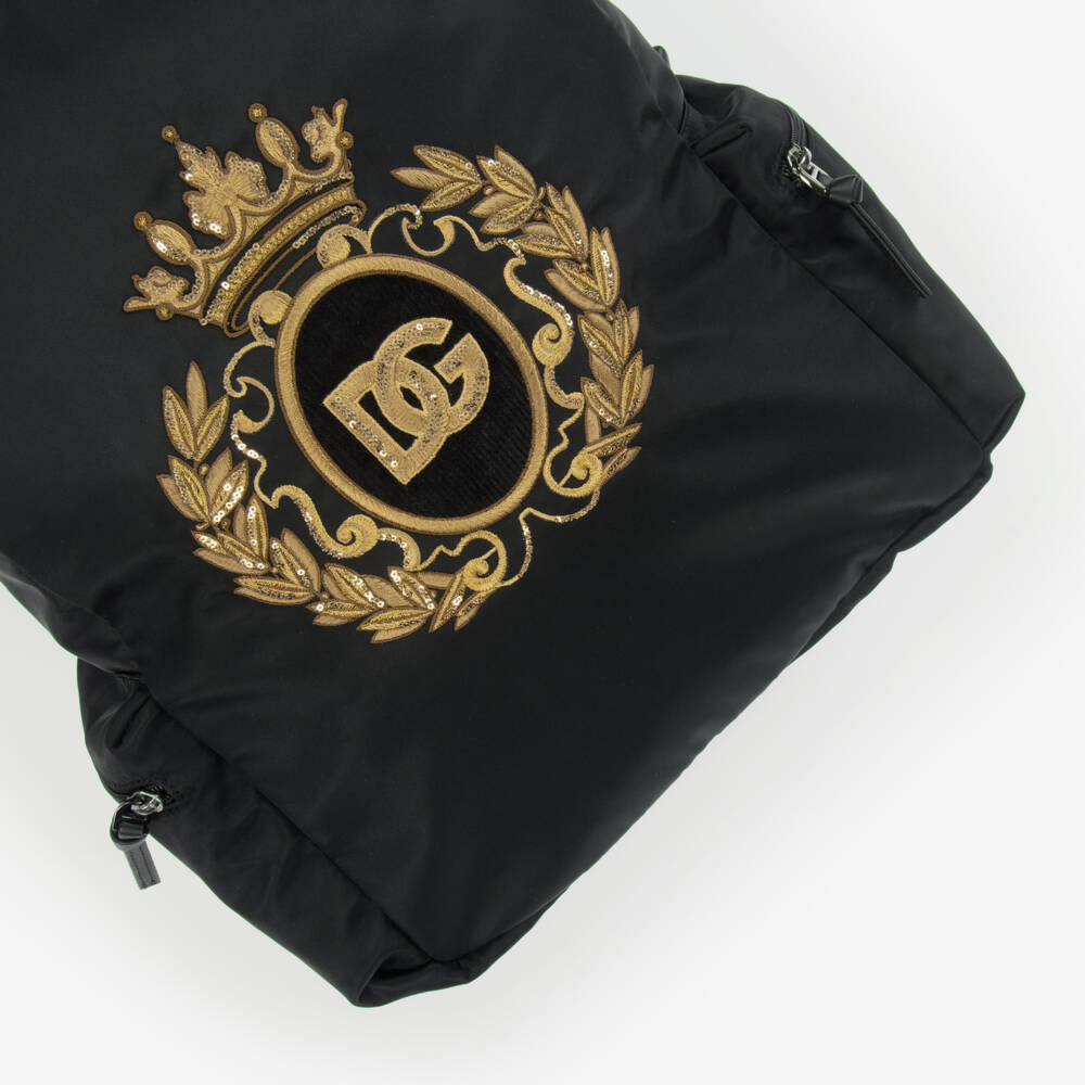 Dolce & Gabbana-Boys Black Crest Emblem Backpack | Childrensalon Outlet