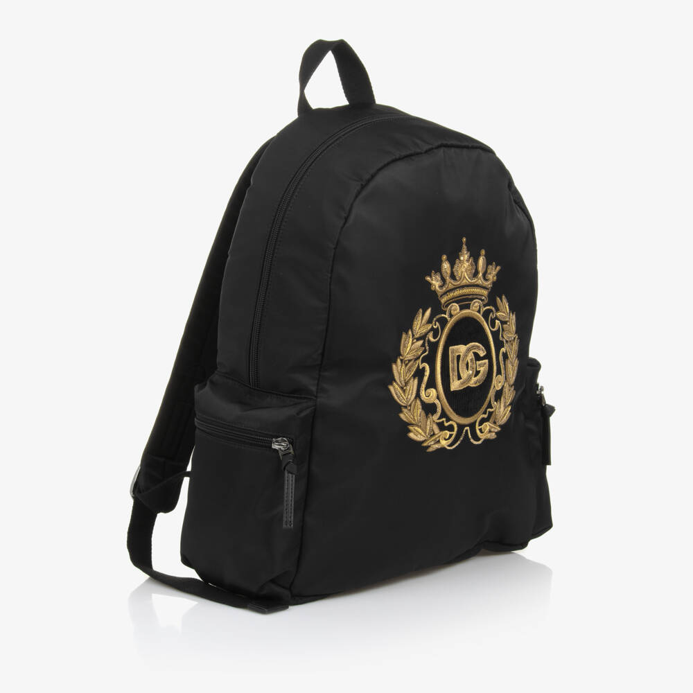Dolce & Gabbana-Boys Black Crest Emblem Backpack | Childrensalon Outlet