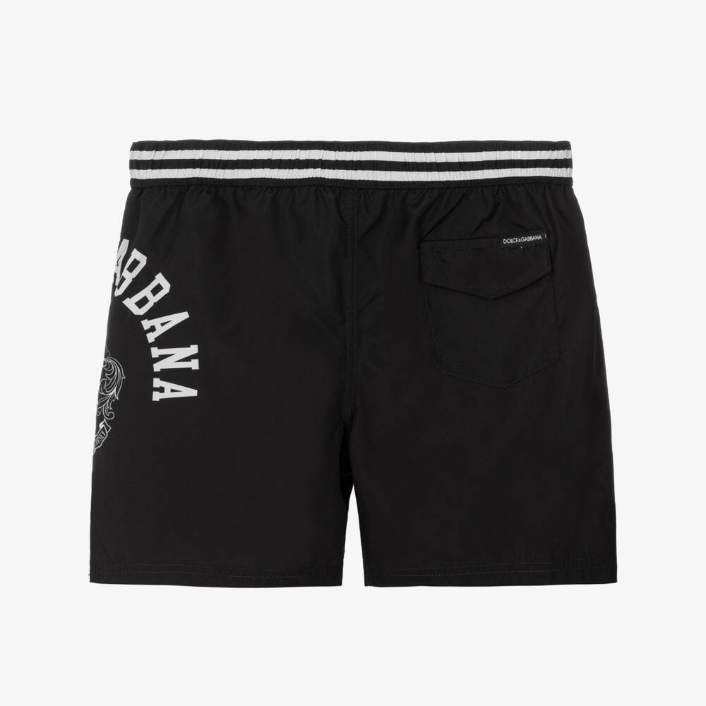 Dolce & Gabbana-Boys Black Crest Logo Swim Shorts | Childrensalon Outlet