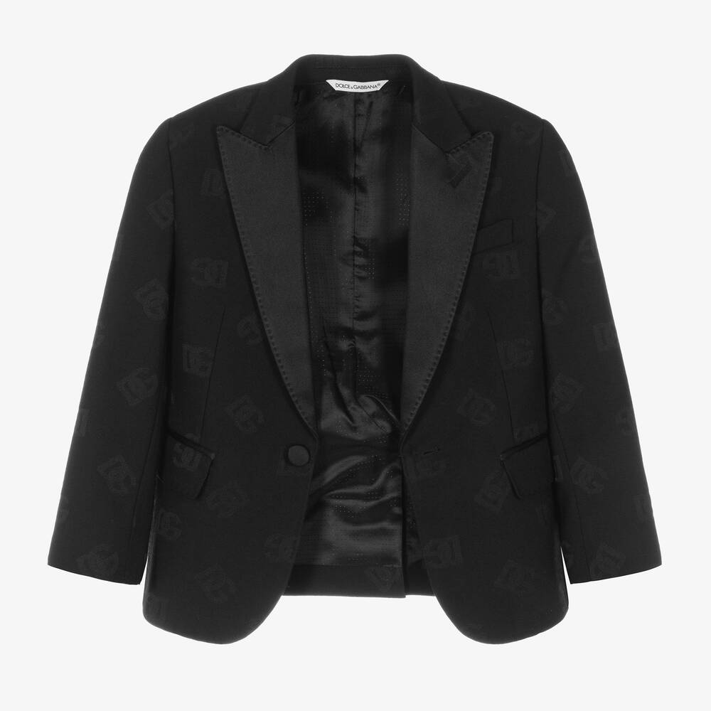 Dolce & Gabbana-Boys Black Crossover DG Wool Blazer | Childrensalon Outlet