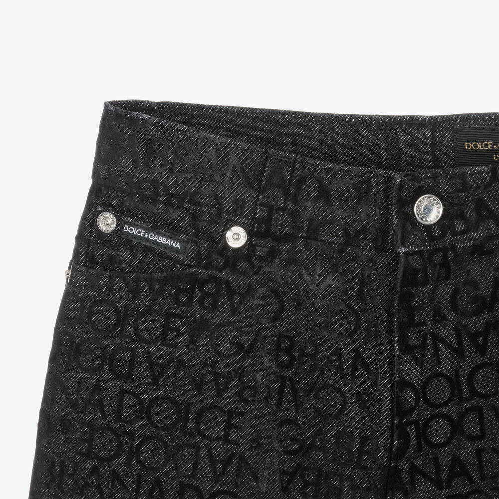 Dolce & Gabbana-Черные флокированные джинсы для мальчиков | Childrensalon Outlet