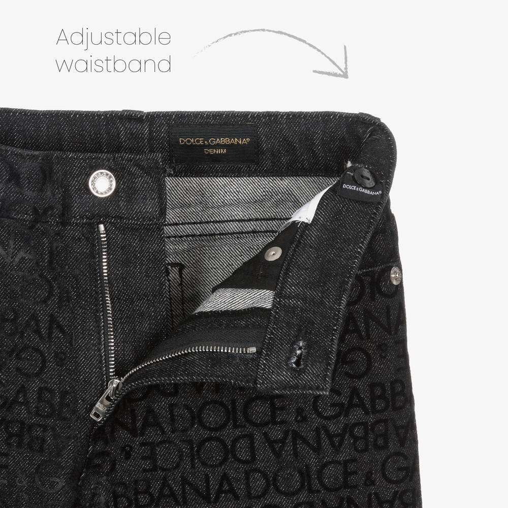 Dolce & Gabbana-Черные флокированные джинсы для мальчиков | Childrensalon Outlet