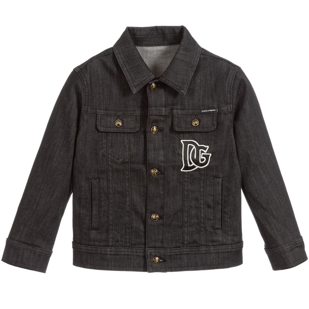 Dolce & Gabbana - Boys Black Denim Logo Jacket | Childrensalon