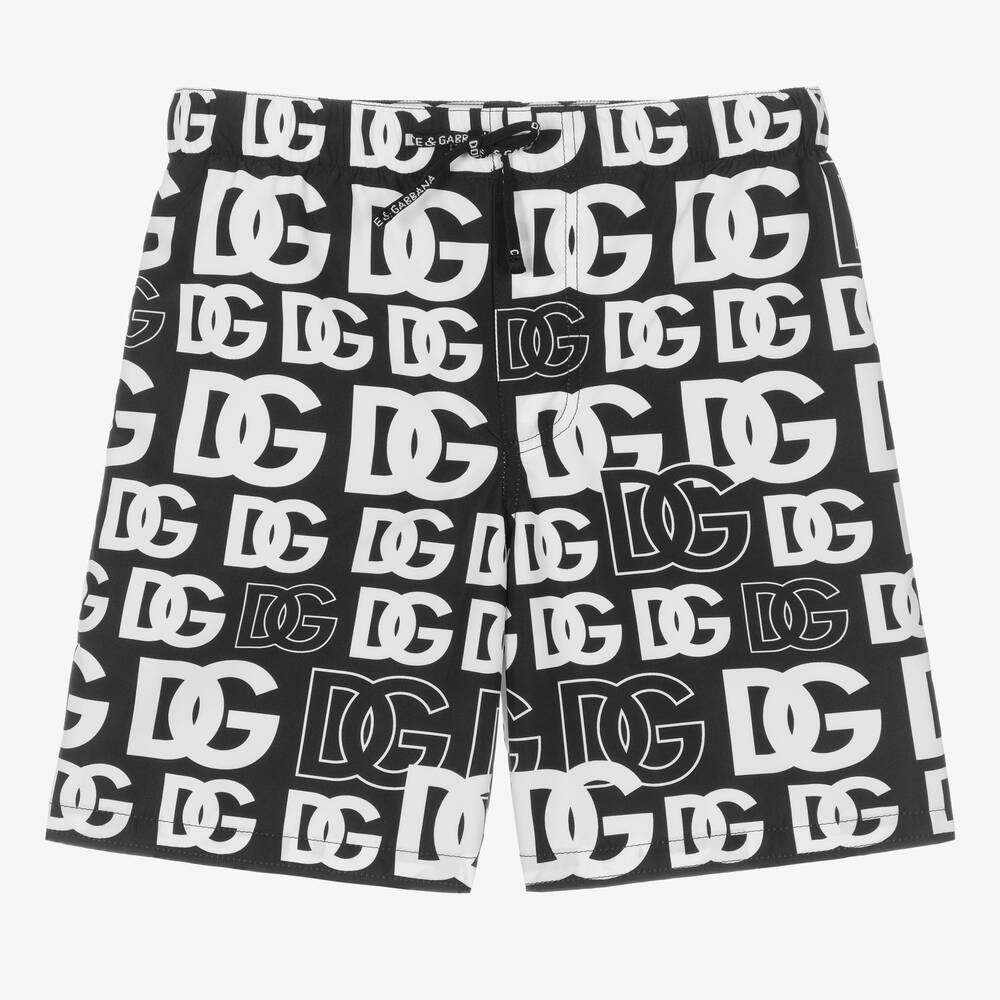 Dolce & Gabbana - Черные шорты-плавки с принтом DG | Childrensalon