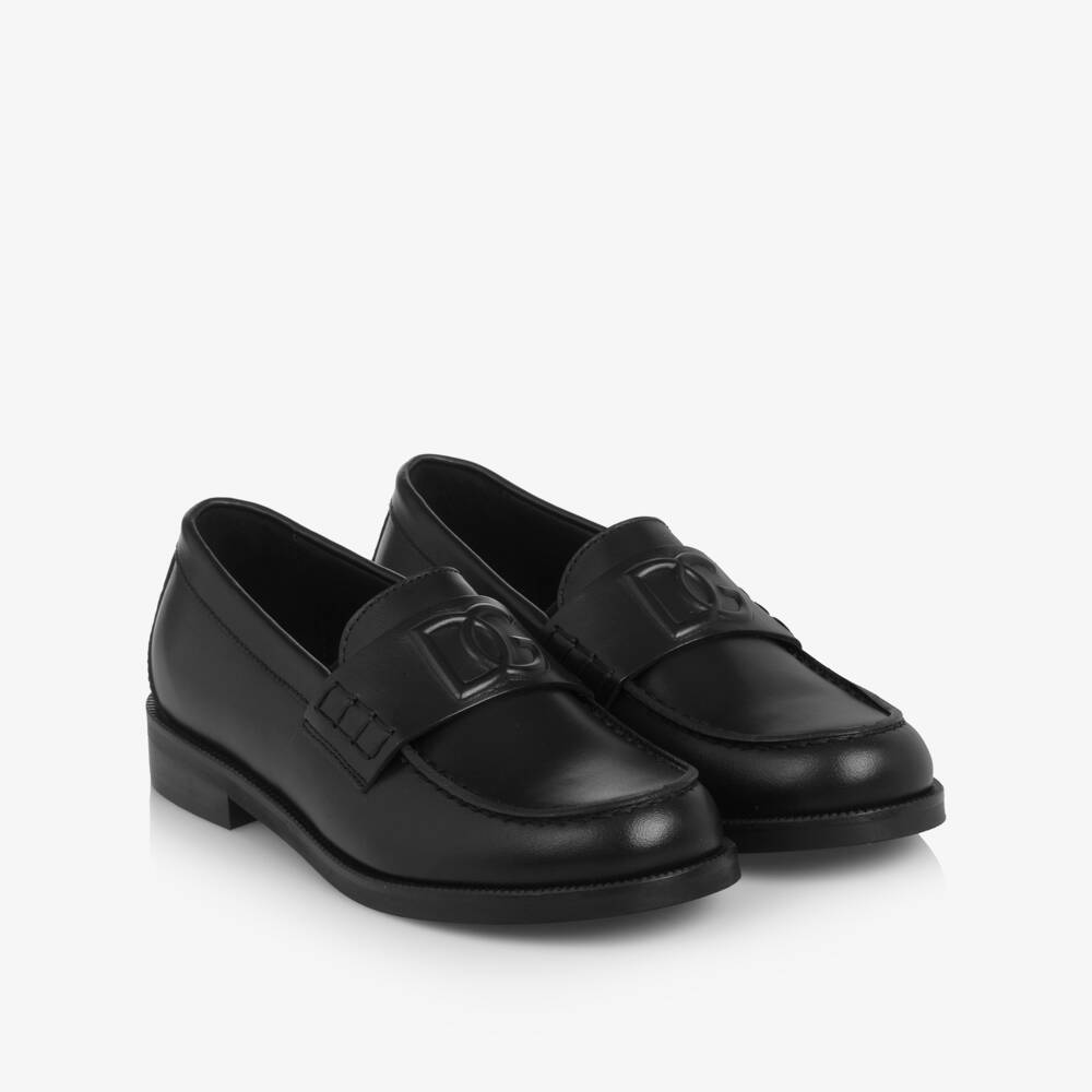 Dolce & Gabbana-Boys Black Emblem Loafers | Childrensalon Outlet