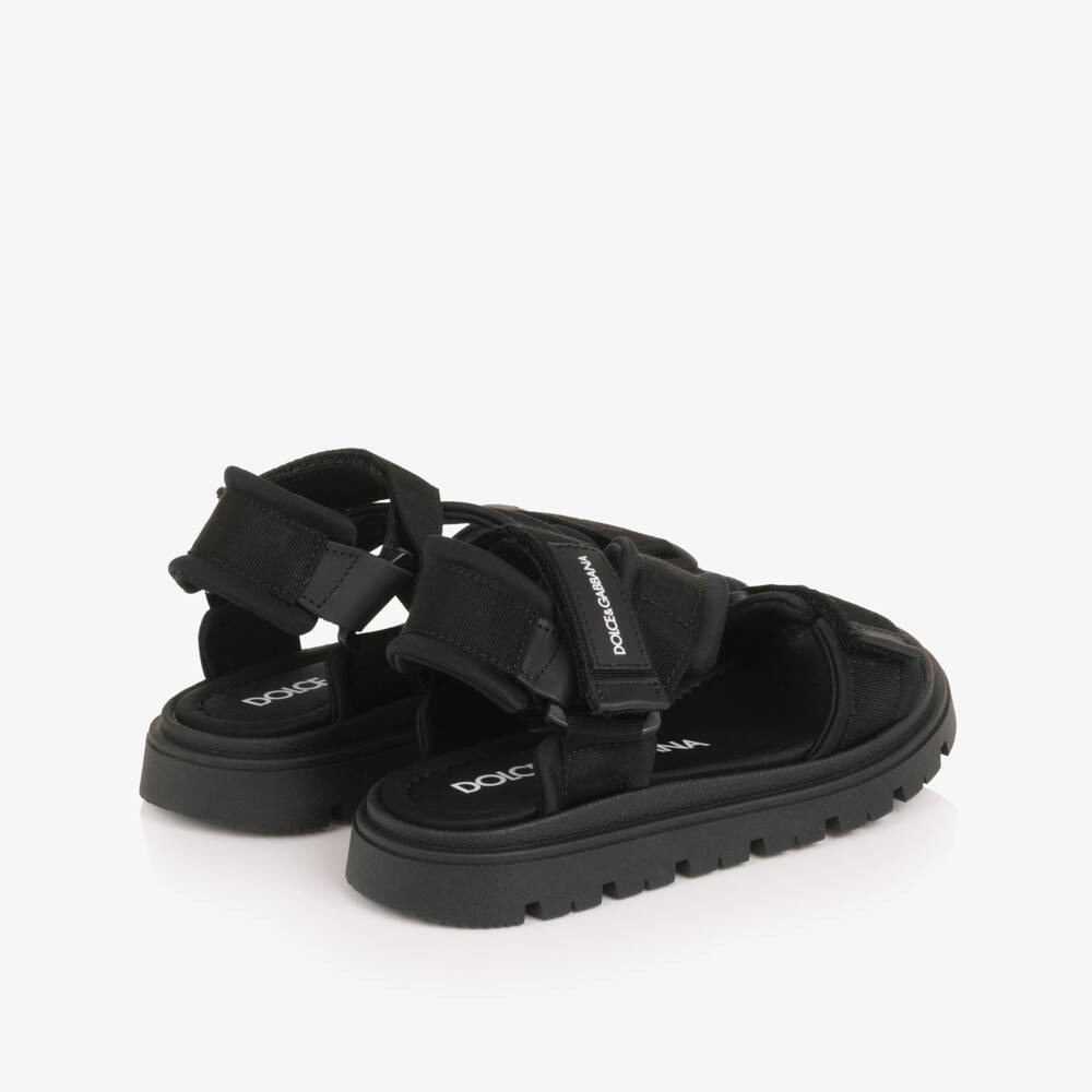 Dolce & Gabbana-Boys Black Grosgrain Velcro Strap Sandal | Childrensalon Outlet