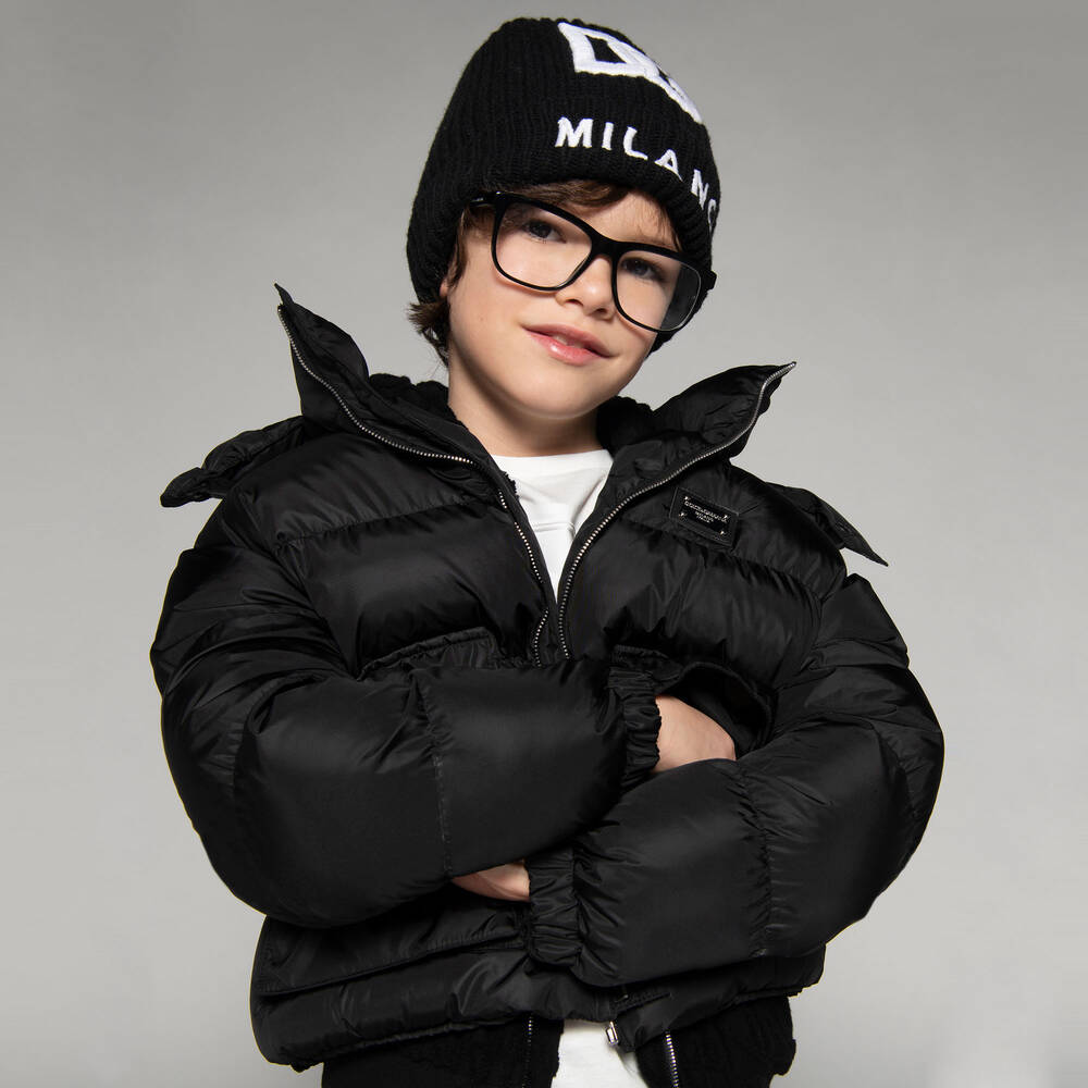 Dolce Gabbana Boys Black Hooded Puffer Jacket
