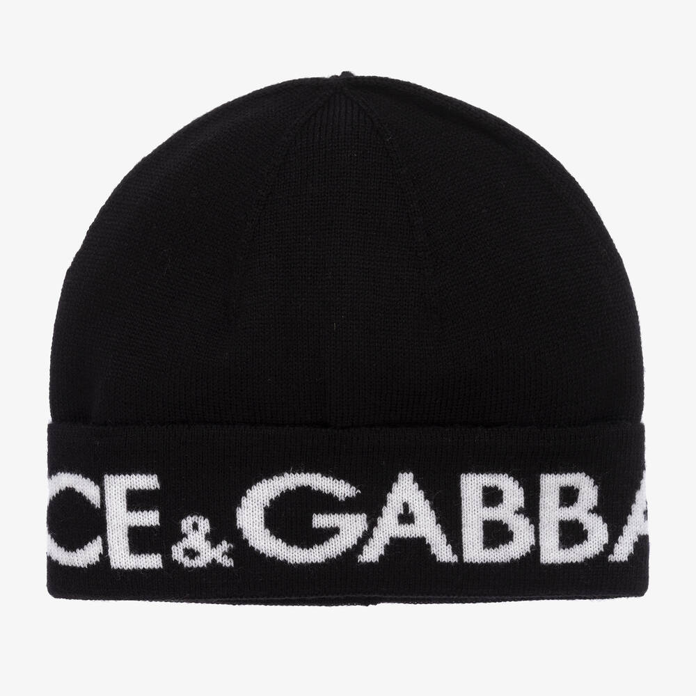 Dolce & Gabbana - Schwarze Beanie aus Wollstrick | Childrensalon