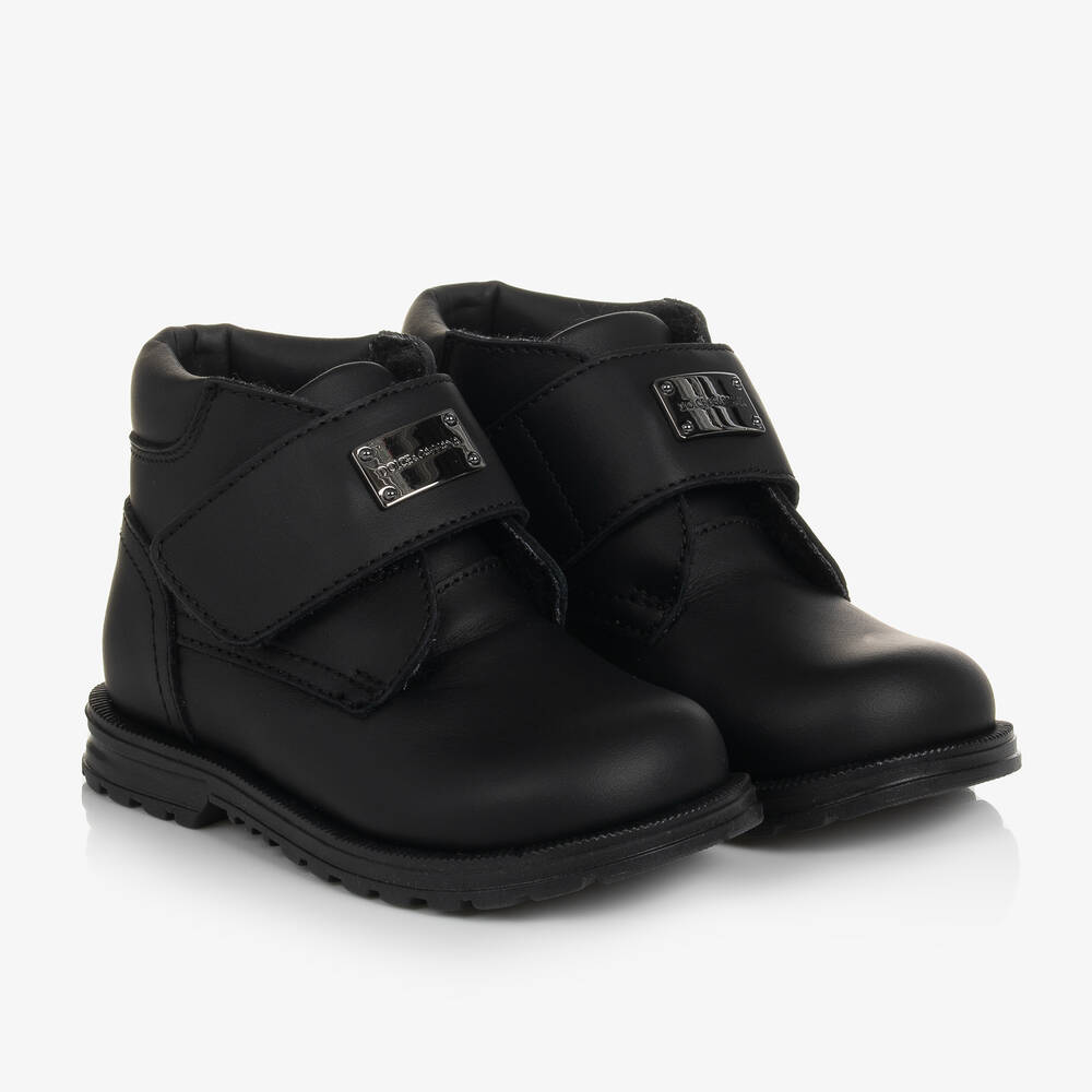 Dolce & Gabbana - Bottines noires en cuir Garçon | Childrensalon