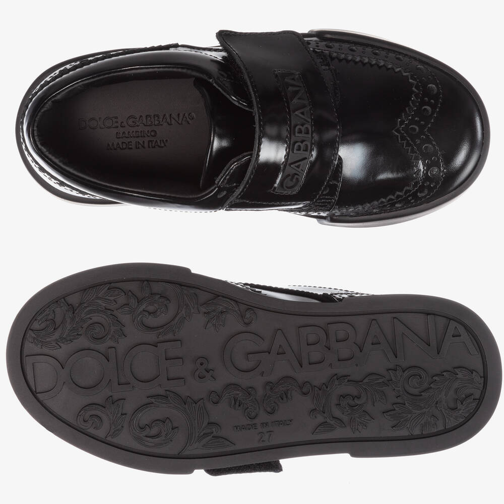 Dolce & Gabbana-Boys Black Leather Brogues | Childrensalon Outlet