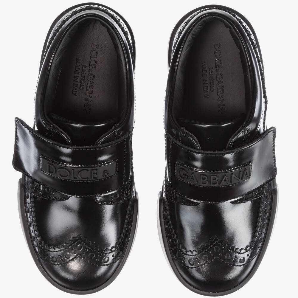 Dolce & Gabbana-Boys Black Leather Brogues | Childrensalon Outlet