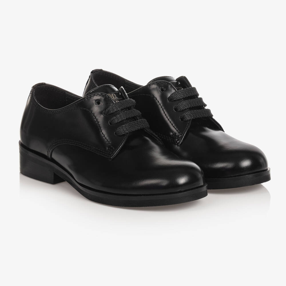 Dolce & Gabbana - Boys Black Leather Lace-Up Shoes | Childrensalon