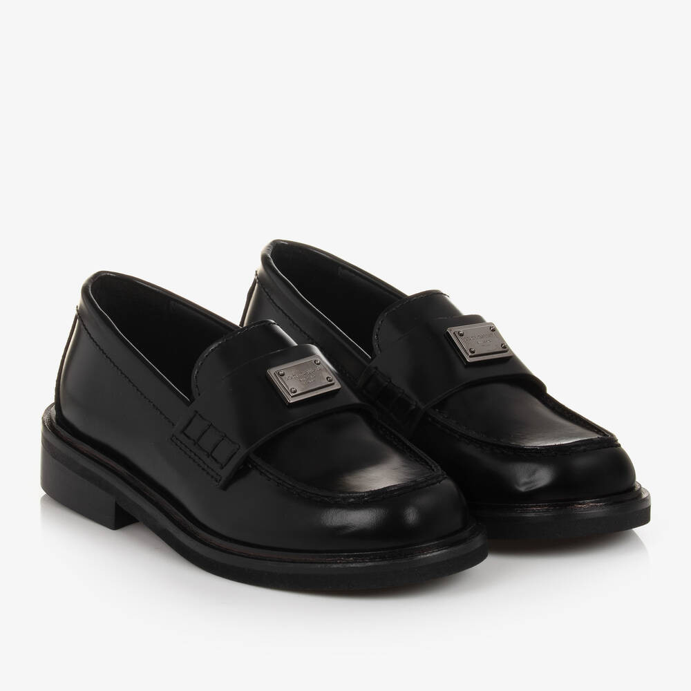 Dolce & Gabbana - Boys Black Leather Loafers | Childrensalon