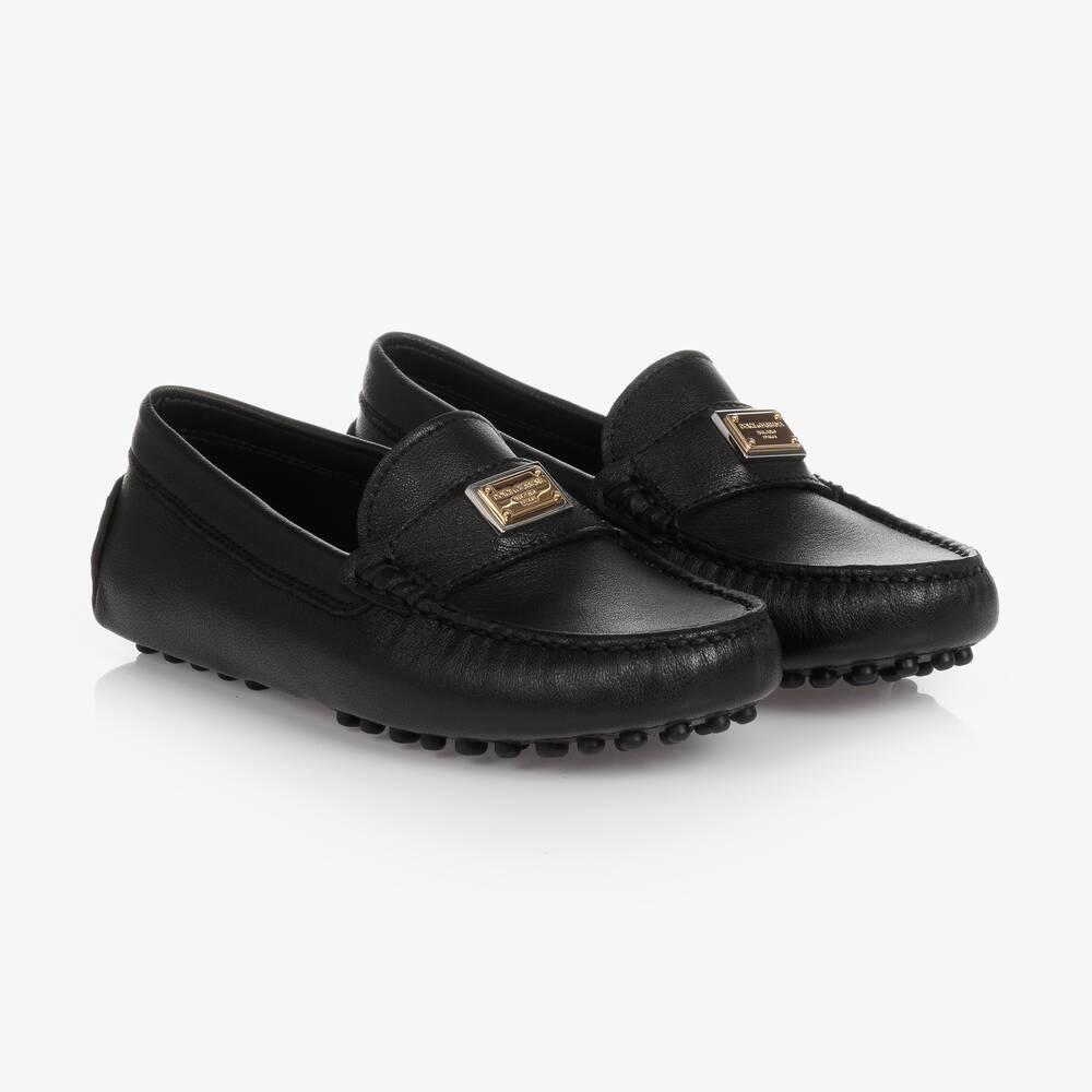 Dolce & Gabbana - Mocassins noirs en cuir garçon | Childrensalon