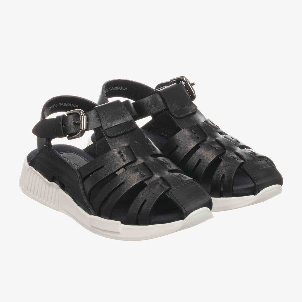 Dolce Gabbana Boys Sandals Boys Kids 29 Black Leather by Childrensalon