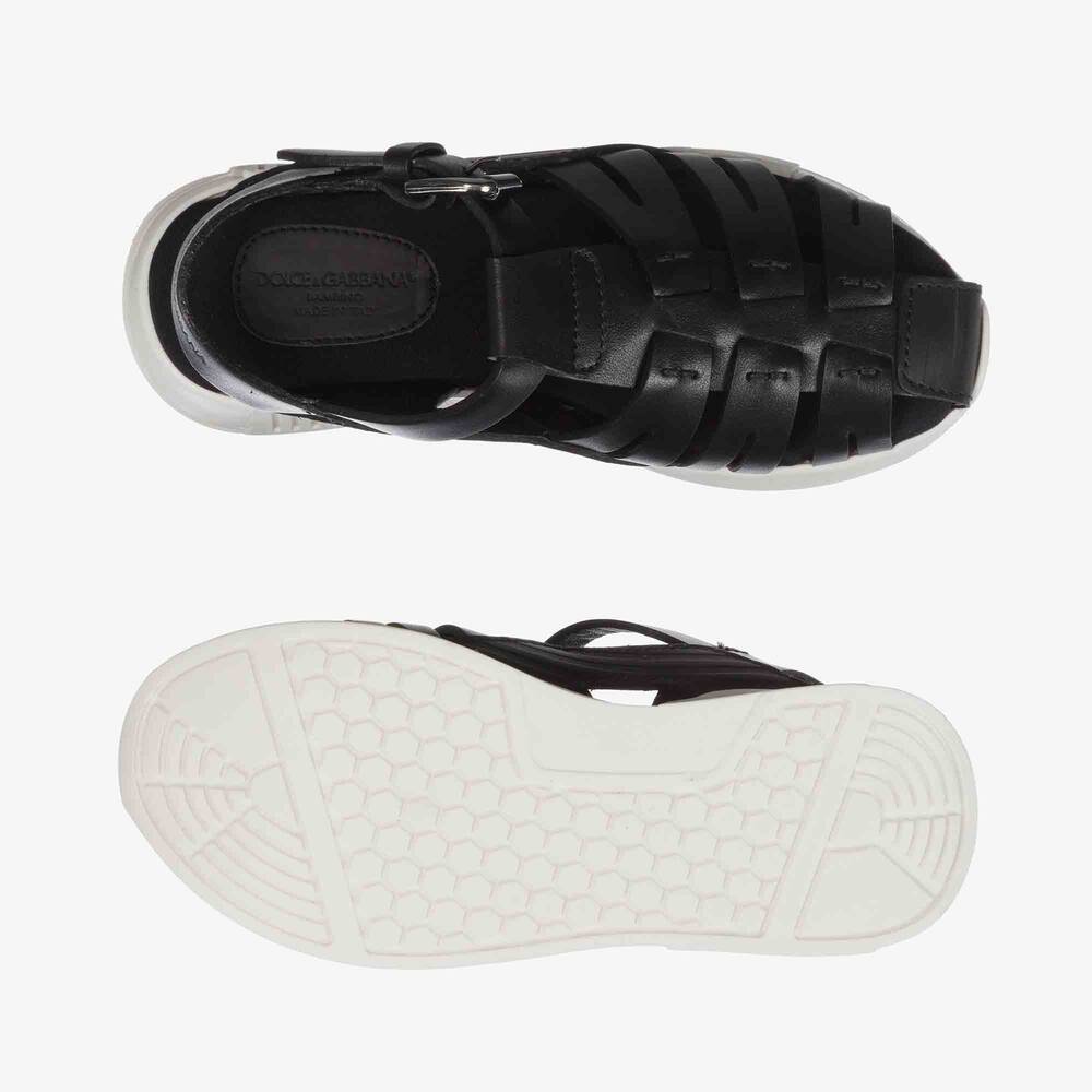 Dolce & Gabbana-Boys Black Leather Sandals | Childrensalon Outlet