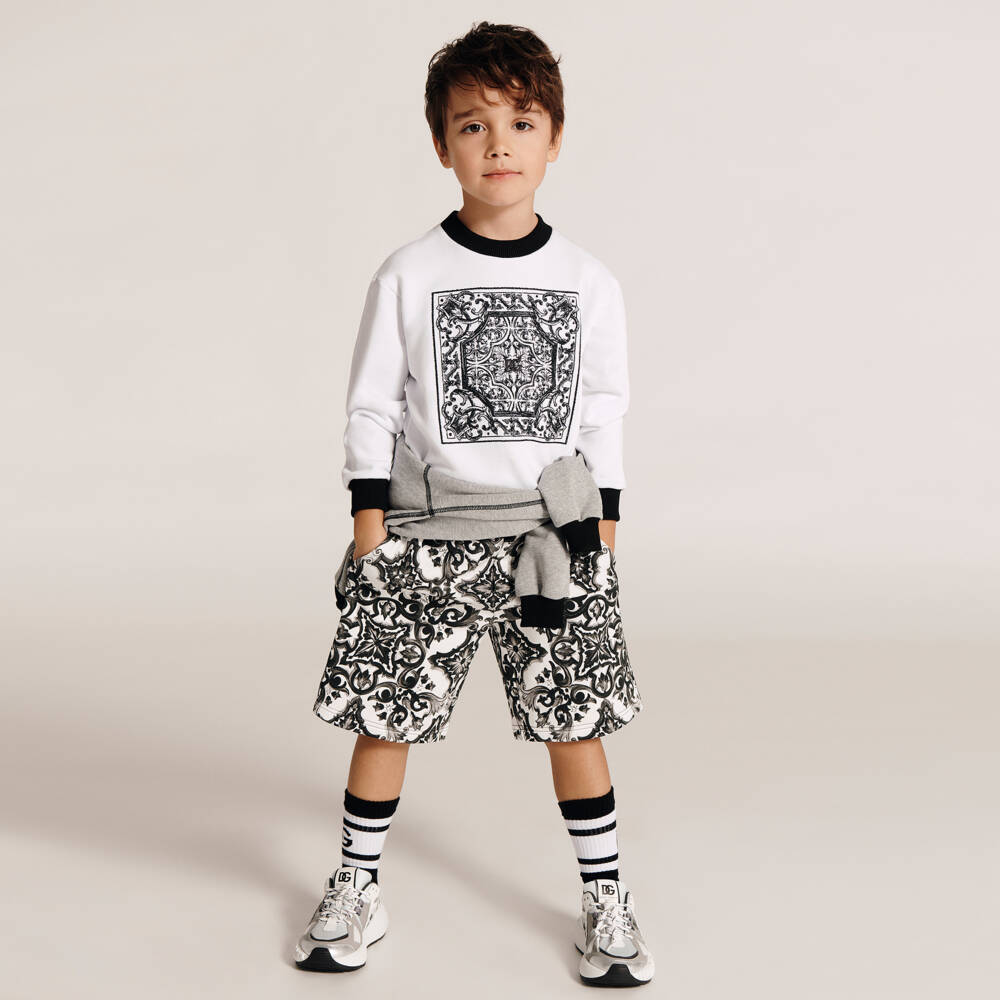 Dolce & Gabbana-Шорты с черным узором Majolica для мальчиков | Childrensalon Outlet