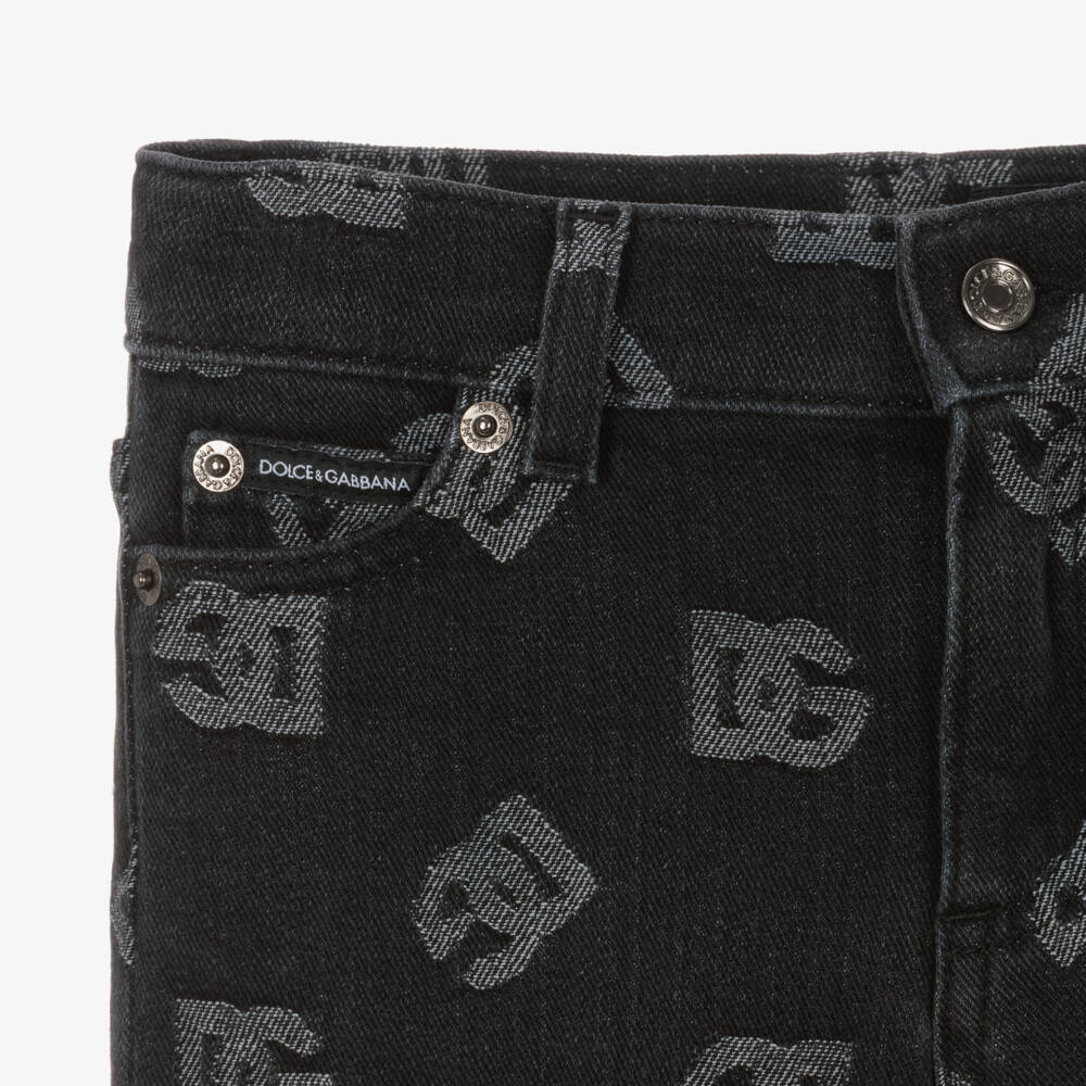 Dolce & Gabbana-Черные джинсы с принтом DG для мальчиков | Childrensalon Outlet