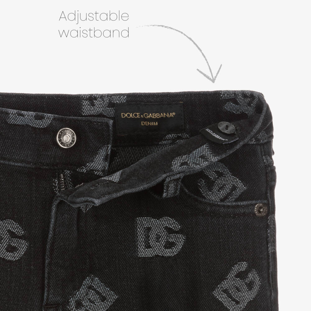 Dolce & Gabbana-Черные джинсы с принтом DG для мальчиков | Childrensalon Outlet