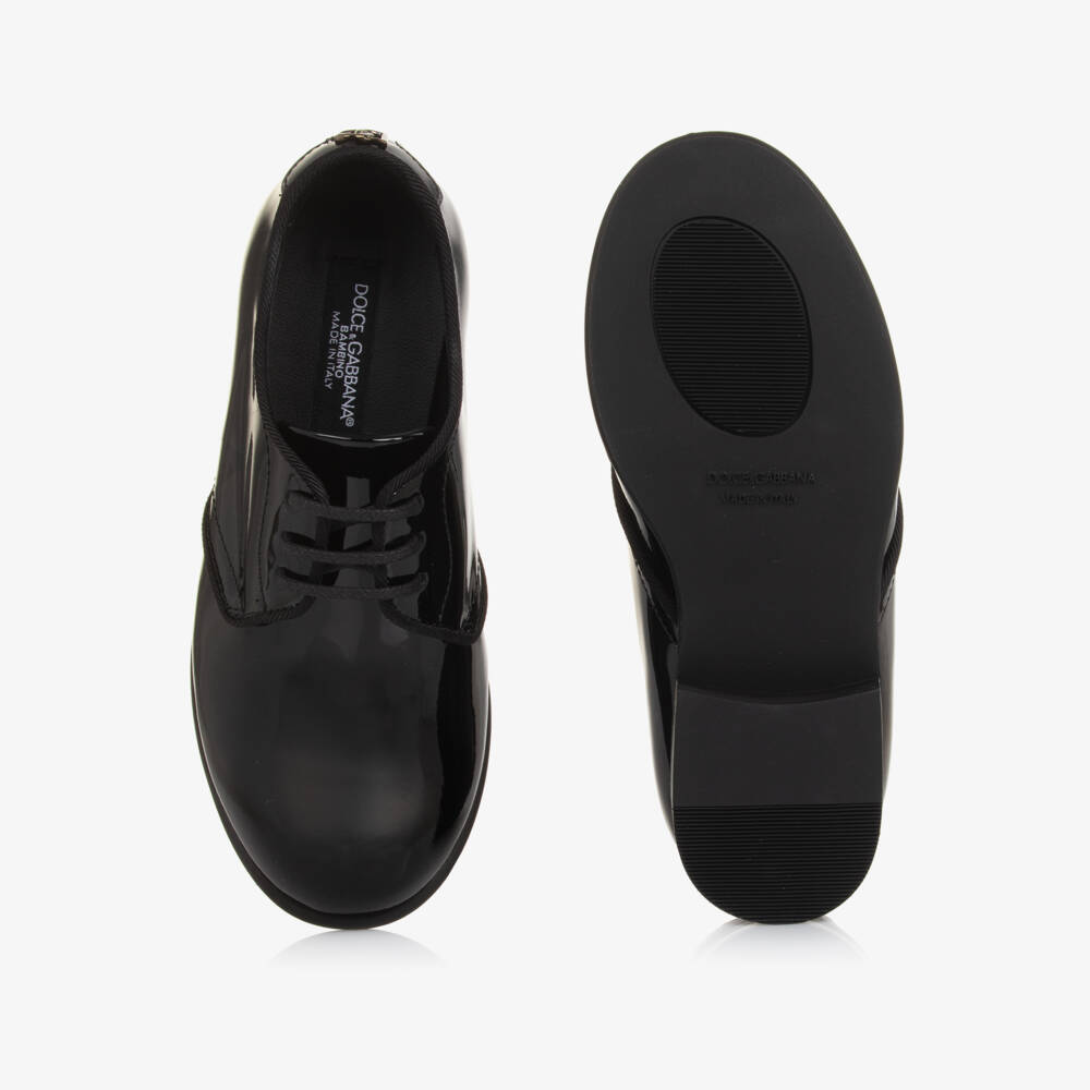 Dolce & Gabbana-Броги из черной лакированной кожи для мальчиков | Childrensalon Outlet