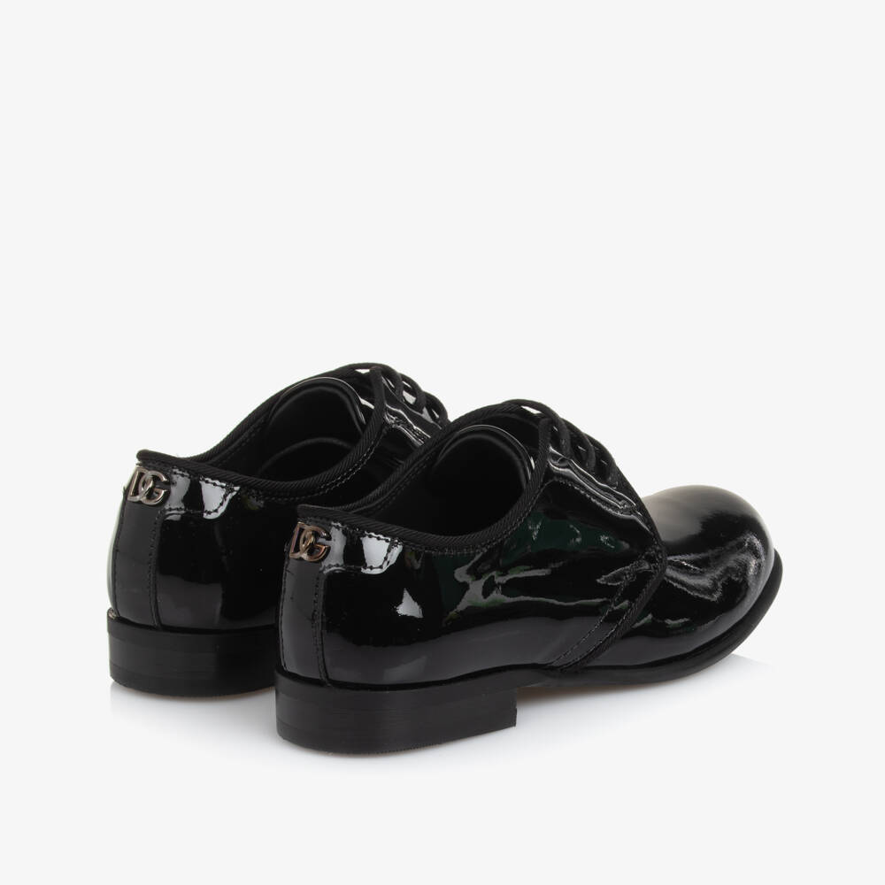 Dolce & Gabbana-Броги из черной лакированной кожи для мальчиков | Childrensalon Outlet