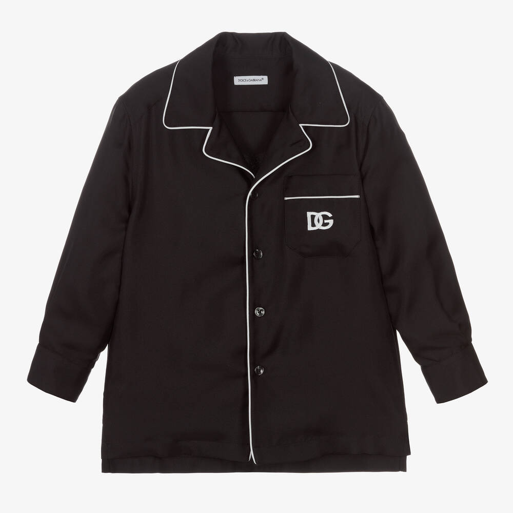 Dolce & Gabbana - Chemise noire en soie garçon | Childrensalon
