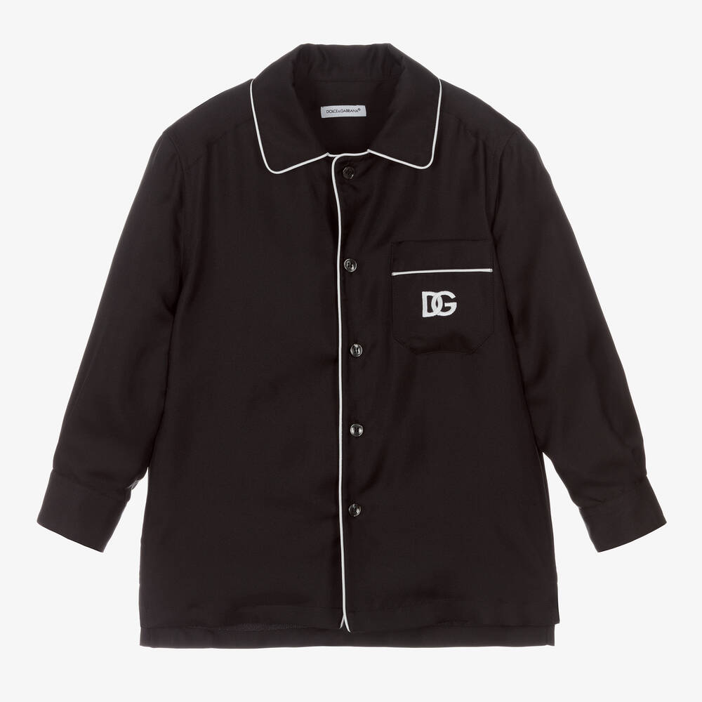 Dolce & Gabbana-Черная шелковая рубашка | Childrensalon Outlet