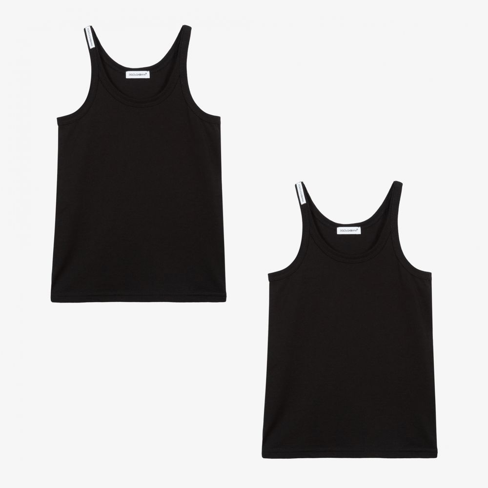 Dolce & Gabbana - Boys Black Vests (2 Pack) | Childrensalon