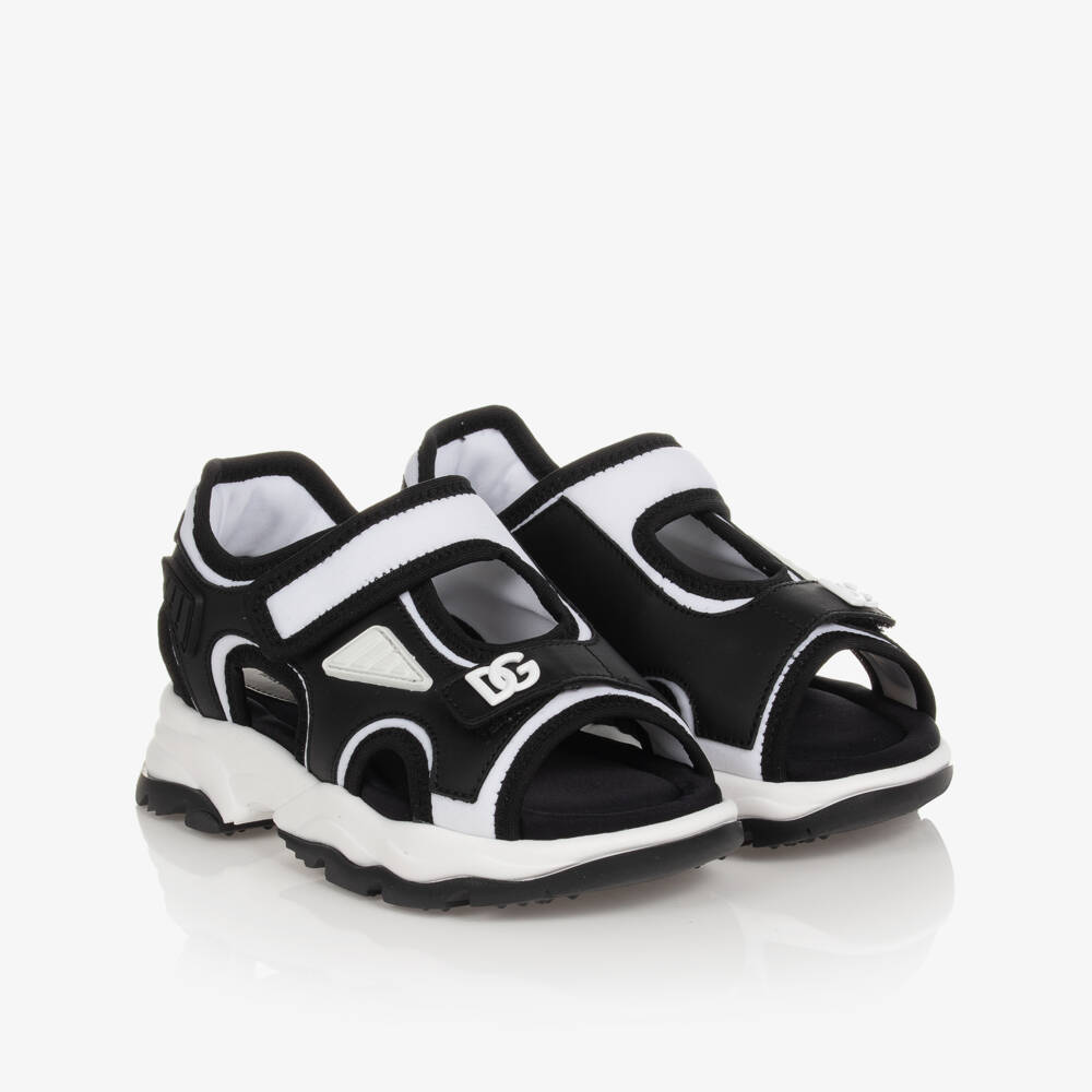 Dolce & Gabbana-Boys Black & White DG Logo Sandals | Childrensalon Outlet