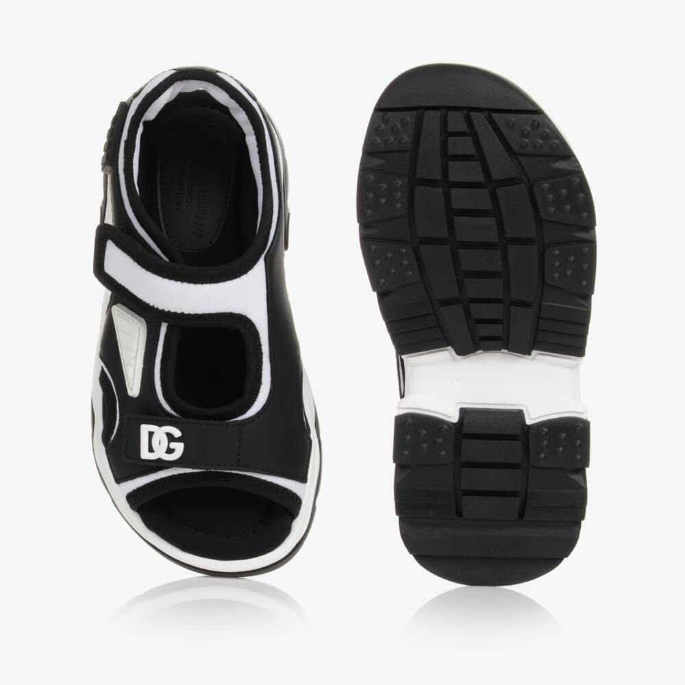 Dolce & Gabbana-Boys Black & White DG Logo Sandals | Childrensalon Outlet