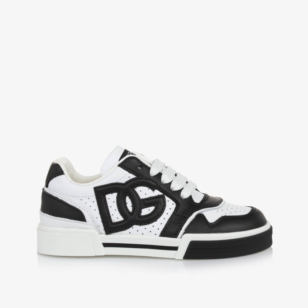 Dolce & Gabbana-Boys Black White Leather Sneakers | Childrensalon Outlet
