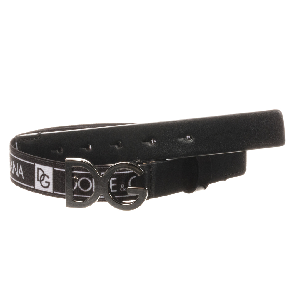 Dolce & Gabbana-Boys Black & White Logo Belt | Childrensalon Outlet