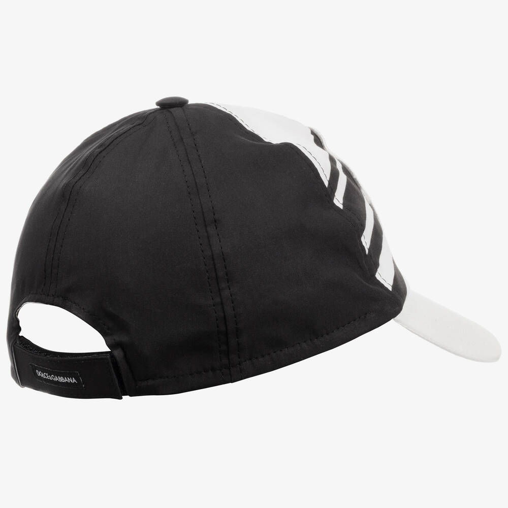 Dolce & Gabbana-كاب لوغو قطن لون أسود و عاجي للأولاد | Childrensalon Outlet