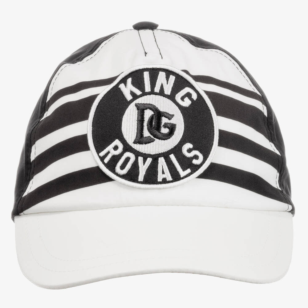 Dolce & Gabbana-كاب لوغو قطن لون أسود و عاجي للأولاد | Childrensalon Outlet