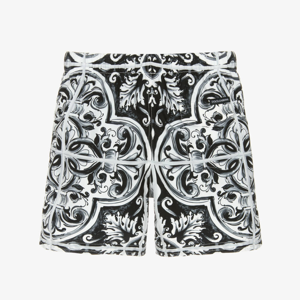 Dolce & Gabbana-شورت سباحة بنقشة ماجوليكا للأولاد | Childrensalon Outlet