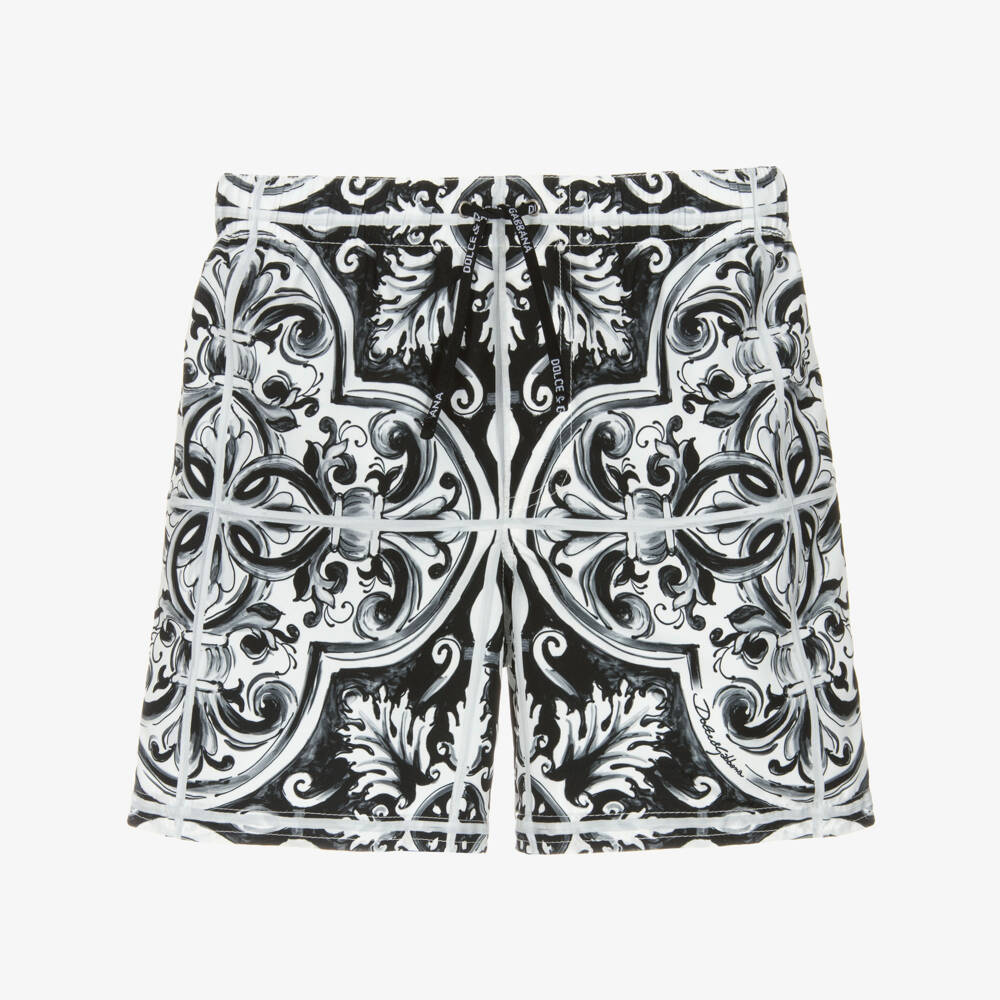 Dolce & Gabbana-شورت سباحة بنقشة ماجوليكا للأولاد | Childrensalon Outlet