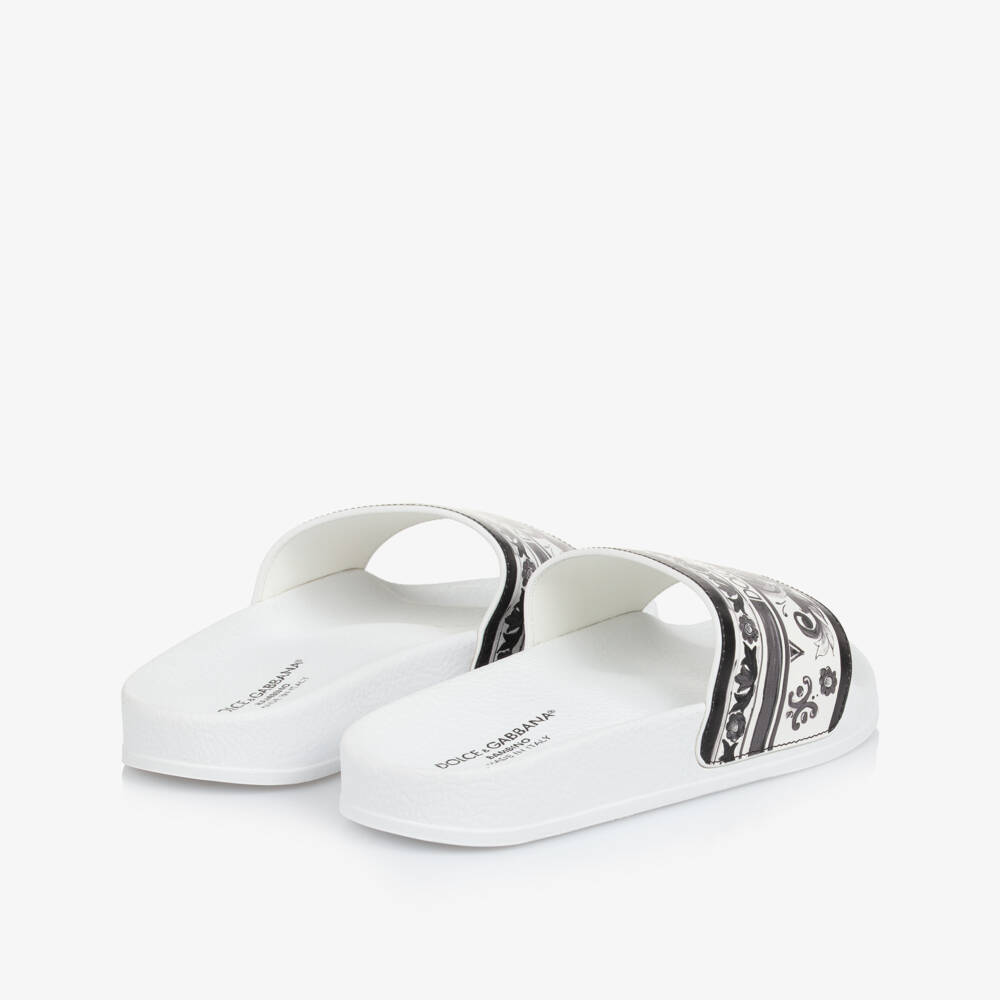 Dolce & Gabbana-Boys Black & White Majolica Sliders | Childrensalon Outlet