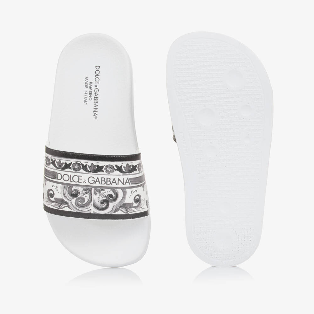 Dolce & Gabbana-Boys Black & White Majolica Sliders | Childrensalon Outlet