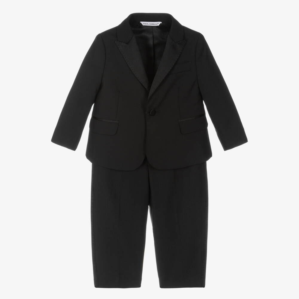 Dolce & Gabbana-Boys Black Wool 2 Piece Suit | Childrensalon Outlet