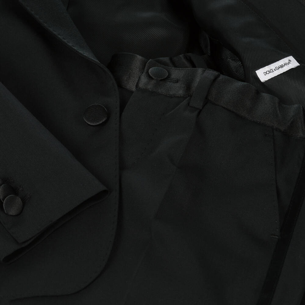 Dolce & Gabbana-Boys Black Wool 2 Piece Suit | Childrensalon Outlet