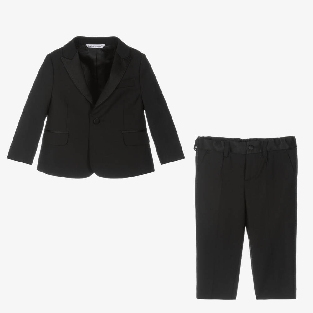 Dolce & Gabbana-Boys Black Wool 2 Piece Suit | Childrensalon Outlet