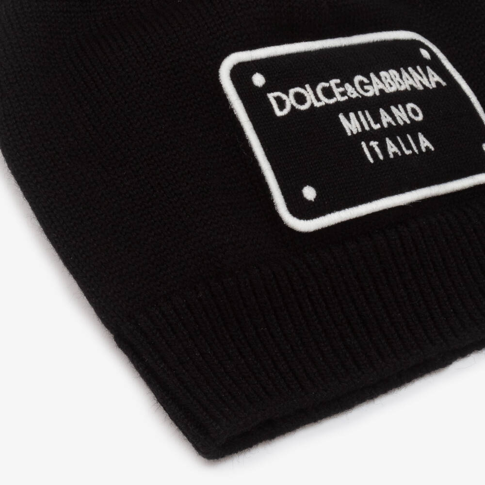 Dolce & Gabbana-Boys Black Wool Knit Hat | Childrensalon Outlet