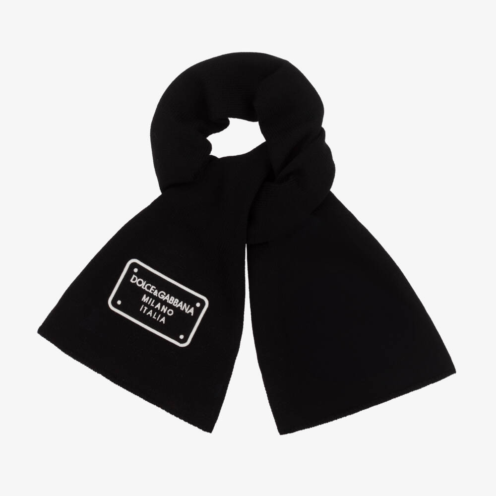 Dolce & Gabbana-Boys Black Wool Knit Scarf | Childrensalon Outlet