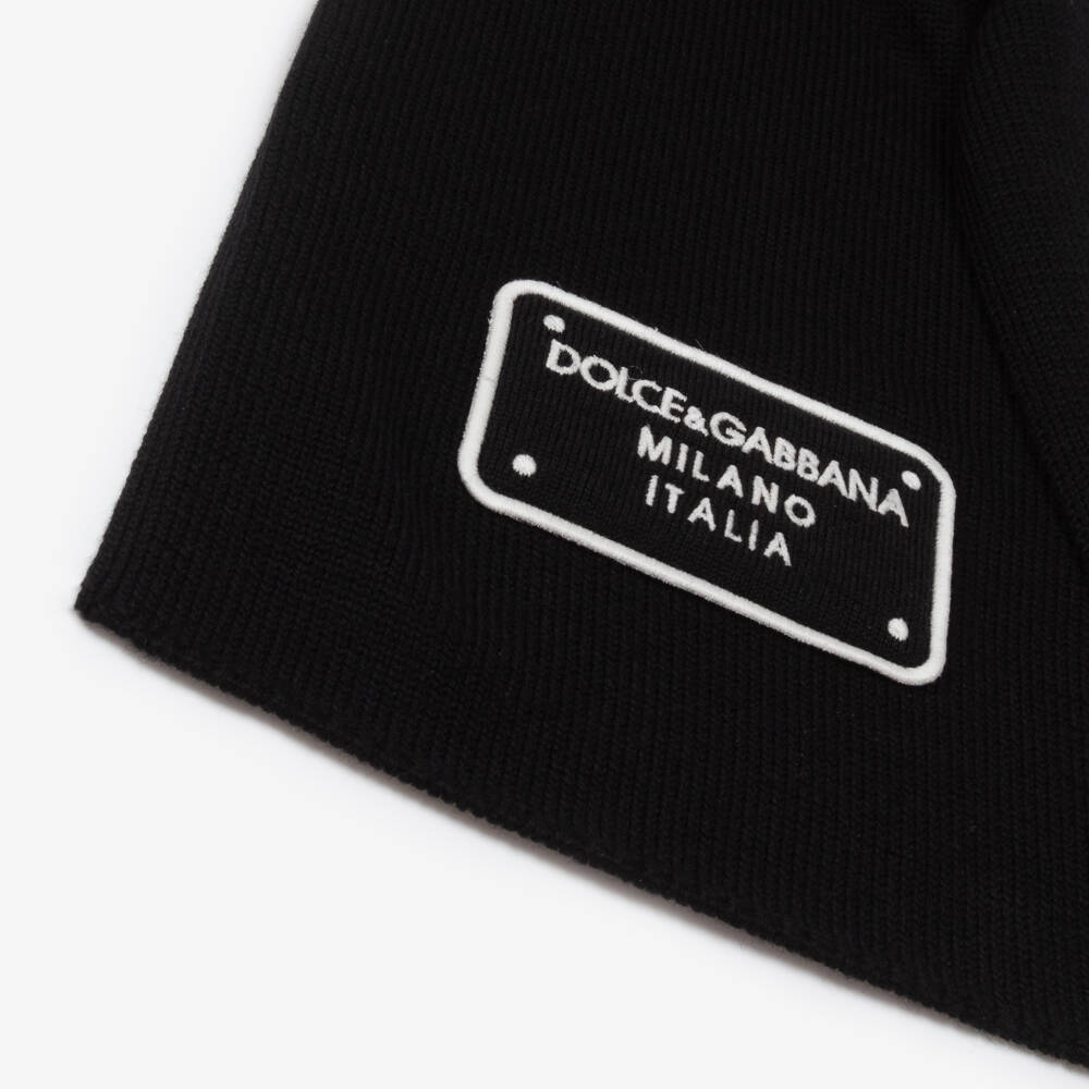 Dolce & Gabbana-Boys Black Wool Knit Scarf | Childrensalon Outlet