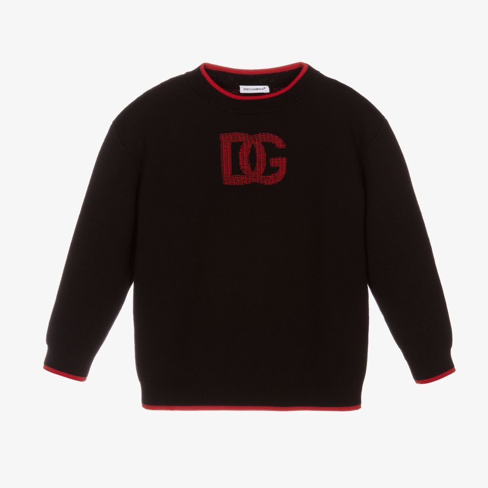 Dolce & Gabbana - Boys Black Wool Logo Sweater | Childrensalon