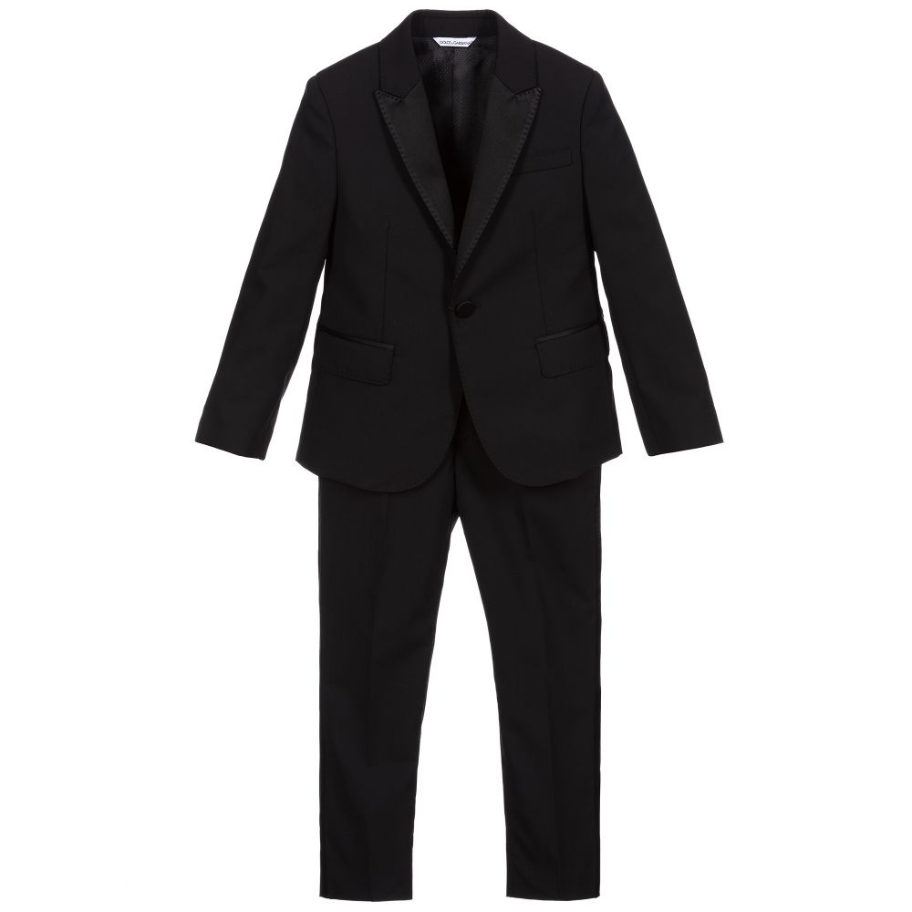 Dolce \u0026 Gabbana - Traje negro de lana para niño | Childrensalon Outlet