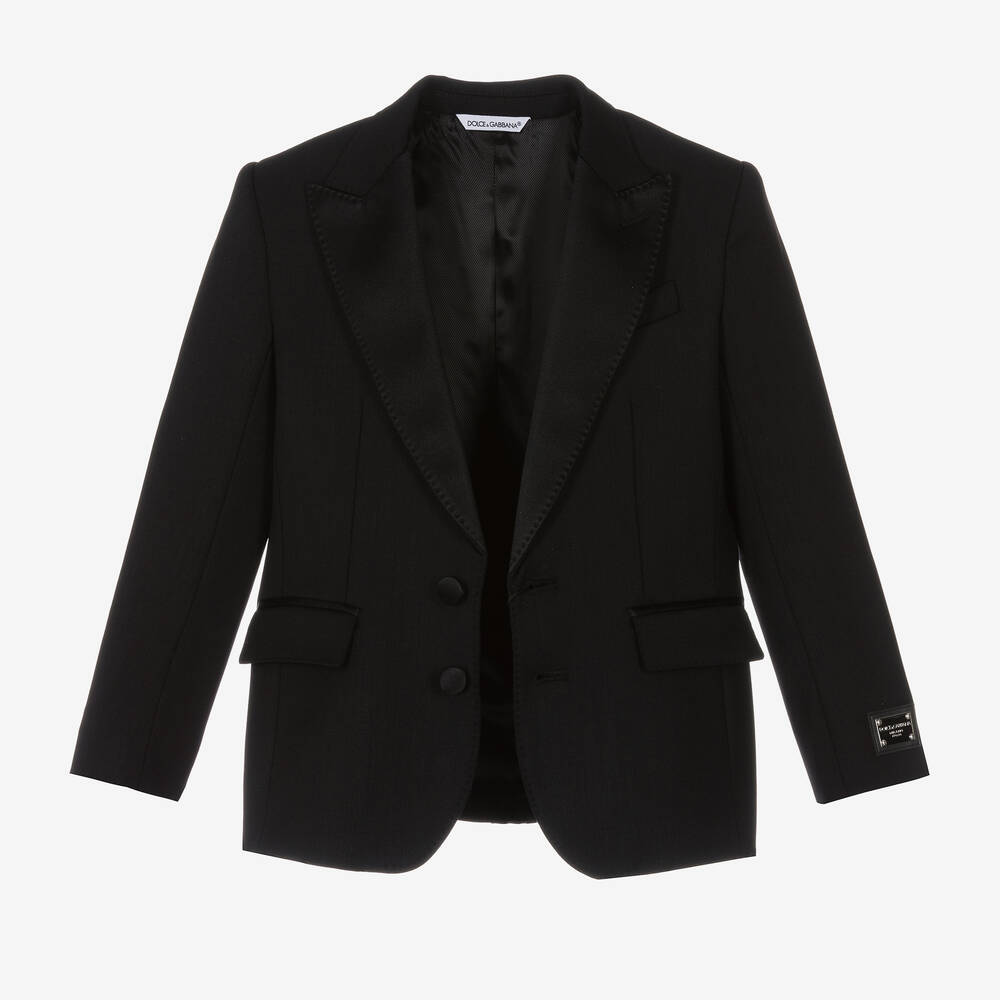 دولتشي آند غابانا-جاكيت تاكسيدو صوف وحرير لون أسود للأولاد | Childrensalon Outlet